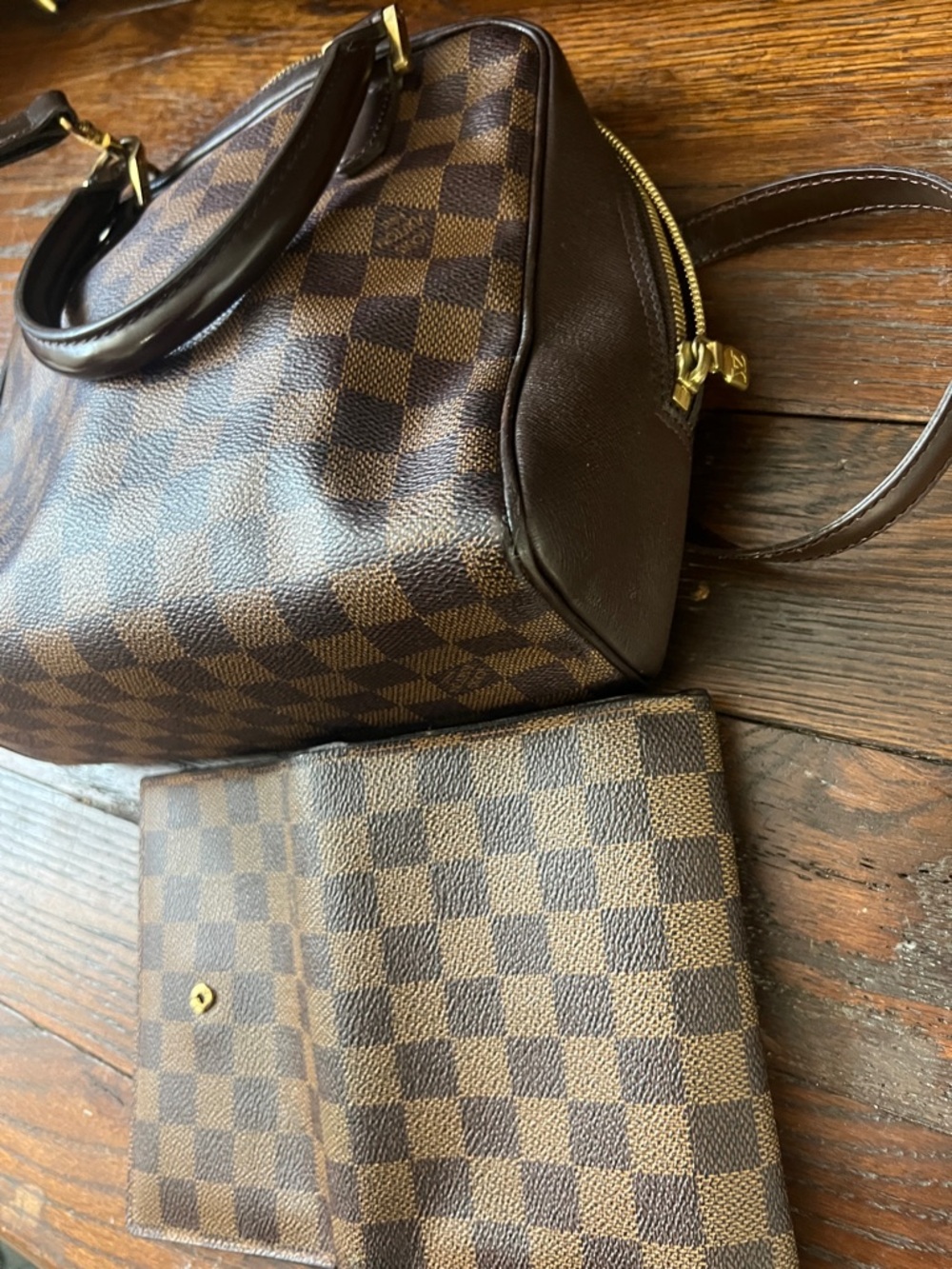 Louis Vuitton Damier Ebene Satchel with Matching Wallet - Brown - Picture 7 of 10